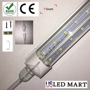 5ft 32w V Shape LED Cooler Tube Light with Bracket - CLEAR - 6500K - Picture 1 of 4
