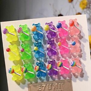 50Pcs/Lot Supersweet Lollipop/20 Pcs Kawaii Bear Resin Nail Art Charm Rainbow