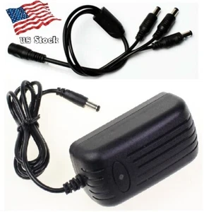 12V 2A AC/DC Adapter for CCTV Cameras / Power Supply with 1-to-3 Splitter - Picture 1 of 8