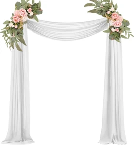 White Wedding Arch Draping Fabric 29" X 20FT Sheer Drapes Chiffon Fabric for Wed - Picture 1 of 12