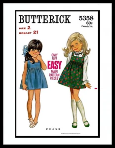 BUTTERICK #5358 VESTIDO FÁCIL FROCK Patrón de costura BEBÉ NIÑA Niño Elige 2 * 4 * 6 * - Imagen 1 de 11
