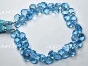 5 Matched Pairs, Sky Blue Quartz Briolette Faceted Heart Shape Beads, Size-8mm - Picture 1 of 1