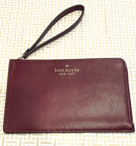 Kate Spade Staci Medium Braccialetto in pelle marrone con zip a L - Foto 1 di 5