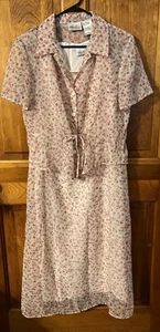 VINTAGE KATHIE LEE SHORT SLEEVE FLORAL DRESS SIZE 12 Sheer Lined 2 Piece Zip - Picture 1 of 17