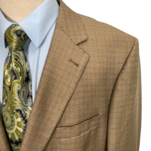 JOS A Bank Signature Blazer Men 46R Gold Brown Gordon Classic Silk Wool Jacket - Picture 1 of 11