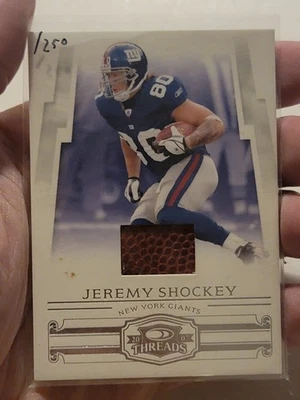 2007 DONRUSS THREADS FOOTBALL BALL RELIC JEREMY SHOCKEY GIANTS #/250 - Image 1 of 2