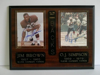 JIM BROWN OJ SIMPSON ASSINADO TODOS OS TEMPOS ÓTIMO RUNNING BACKS FOTO PLACA JSA LOA - Imagem 1 de 4
