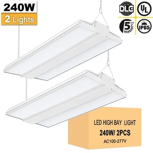 2Pack 240W Linear LED High Bay Light Fixtures 36000LM Commercial Garage Lighting - Picture 1 of 20