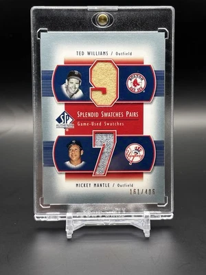 2003 UPPER DECK SP AUTH SPLENDID SWATCHES PAIRS MANTLE/WILLIAMS TW 161/406 - Image 1 of 2