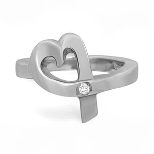 Tiffany & Co. Paloma Picasso Loving Heart Diamond Ring 925 Sterling Silver - Picture 1 of 5