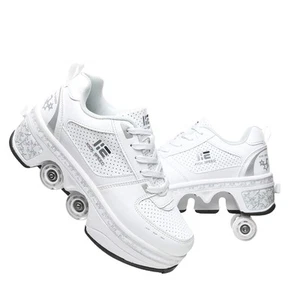 2-in-1 Roller Skates Shoes with Retractable 4 Wheels & Pop-Out Deformation Sn... - Picture 1 of 6