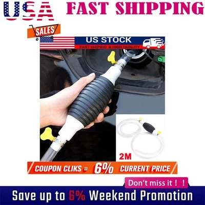 GEARTRONICS Car Manual Siphon Pump Fuel Gas Transfer Oil Liquid Hand Air Pumps Universal