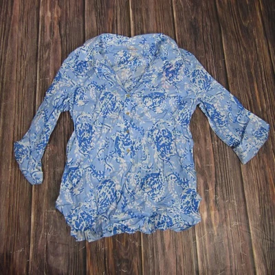 Рубашка туника Lilly Pulitzer женская большая синяя Peri Captiva Turtley потрясающий принт - Изображение 1 из 4