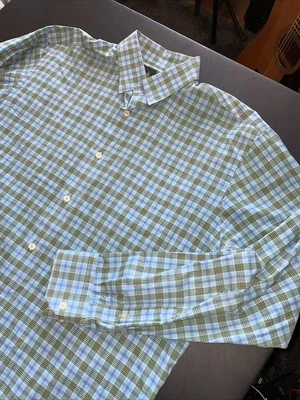 ROBERT TALBOTT Men’s Large Plaid Blue Green Button Up Shirt Cotton Long Sleeve - Image 1 of 4