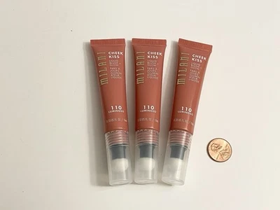 3 rubor líquido Milani Cheek Kiss brillo 110 LUMINOSO tamaño completo 0,33 fl oz 10 ml Foto 1 de 3