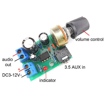 LM386 10W Audio Amplifier Board Mono 3.5mm DC 3-12V Volume Control G3EXATSLWIXJY • 5.57£