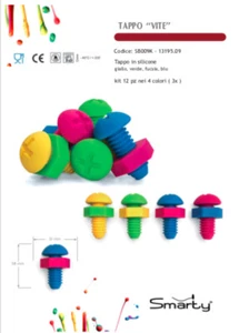 Set 6 tappi Per Bottiglia, a forma di vite in Silicone, ASSORTITI - Imagen 1 de 1
