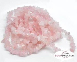 Rose Quartz Beads Chip Gemstone 8mm - 5mm 200+ 1 strand Jewellery Making GC10 - Picture 1 of 2