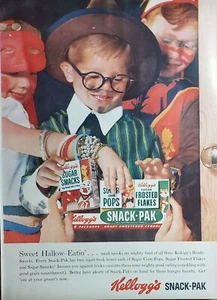 Paquete de bocadillos de cereales Kellogg's anuncio impreso vintage 1955 efímero arte de pared decoración - Imagen 1 de 1