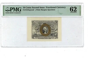 U.S. 1864-69 10 CENTS FRACTIONAL CURRENCY FR-1244 SPWMF PMG 62 Specimen - Picture 1 of 2