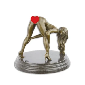 9934013 Bronze Skulptur Figur Nackte Gymnastin weiblicher Akt 18x20cm - Bild 1 von 1