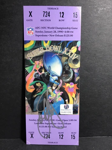 HOF Super Bowl XXIV Replica Ticket John Elway AUTOGRAPH 49ers vs Broncos COA Cover