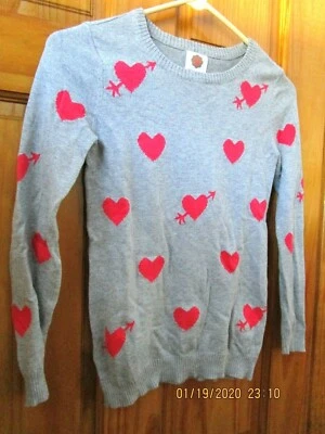 Total Girl Jersey Manga Larga Gris Punto Con Corazones Rosa Talla L 10/12(Niña) Foto 1 de 4