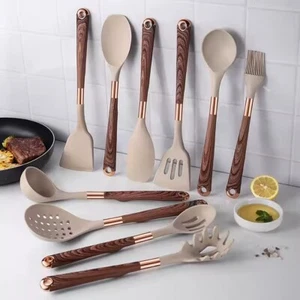  Silicone Wood Grain Pattern Kitchen Utensil Set (10 Piece) - Picture 1 of 8