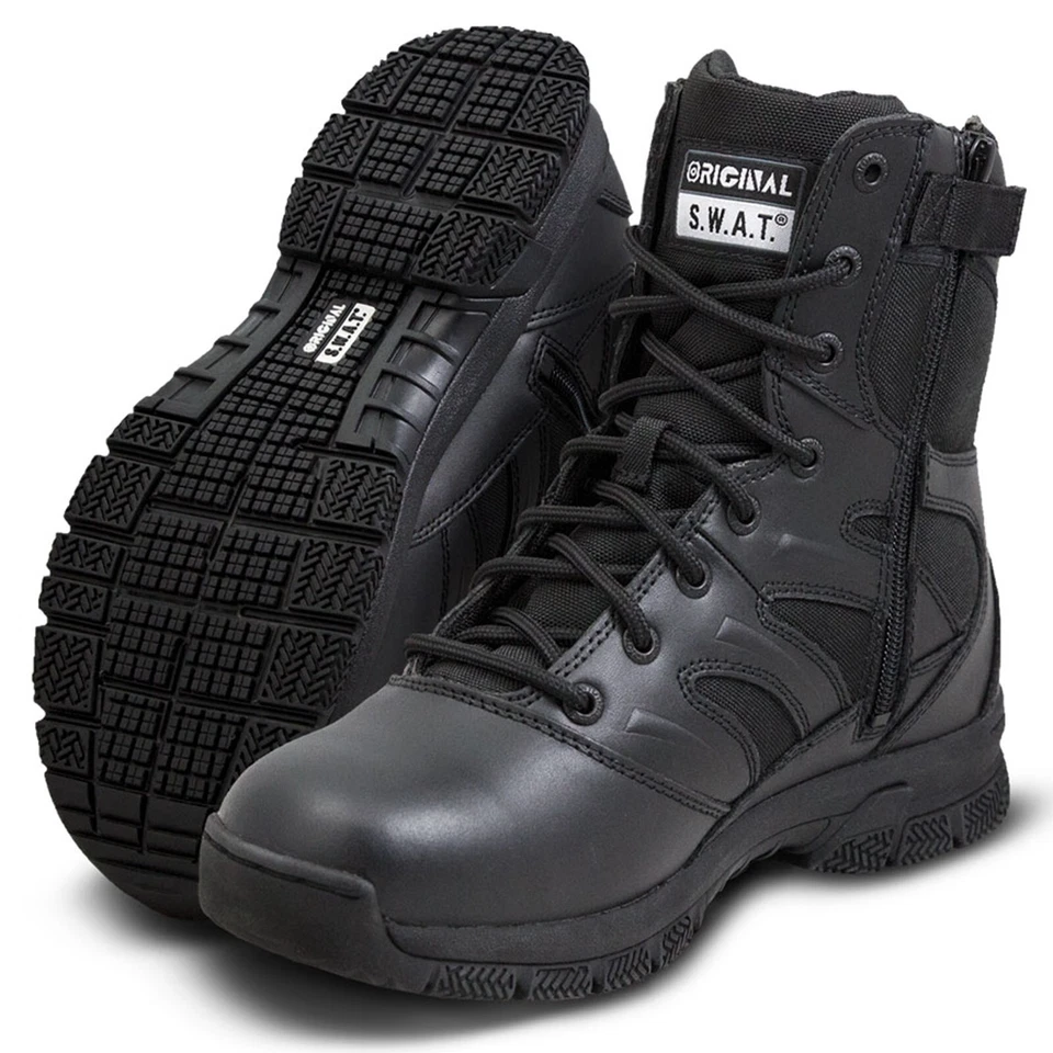 Original S.W.A.T 155201 Men's Force 8" Side Zip Black Tactical SWAT Boots Shoes - Image 1 of 1