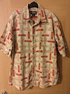 Mens Woolrich Kayak Beige/Red 100% Cotton Short Sleeve Pocket Shirt Size L - Picture 1 of 8