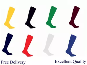 FOOTBALL PLAIN SOCKS RUGBY HOCKEY SOCCER SPORTS TRAINING MENS BOYS KIDS - Picture 1 of 16