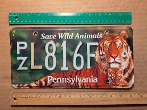 License Plate, Pennsylvania, Save Wild Animals, Tiger & Cub, PZ L 816 F - Picture 1 of 2
