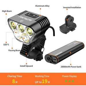 Luz de bicicleta de haz bajo delantera 5000LM linterna de luz de bicicleta accesorios de lámpara de carretera - Imagen 1 de 20