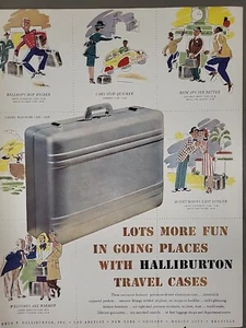 1947 Print Advertising Halliburton Travel Cases Holiday Magazine Suitcase Color - Picture 1 of 2