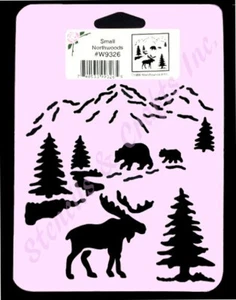 MOOSE STENCIL NORTHWOODS PINE TREES MOUNTAINS BEARS TEMPLATE NEW BY STENSOURCE - Picture 1 of 1