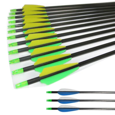 6/12pcs Pure Carbon Arrows SP400 31inch Arrows Adjustable Nock Target Shoot - Image 1 of 4