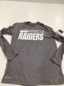 NWT Las Vegas Raiders Gray Nike Dri-Fit Long Sleeve Shirt Medium New With Tag - Picture 1 of 6