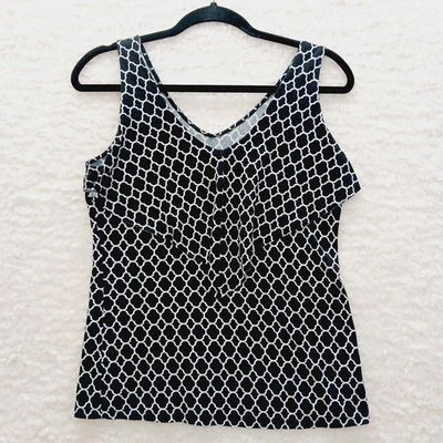 Блузка верхний размер S Merona черный белый Майка v-образным вырезом геометрический Whimsycore офиса - Изображение 1 из 4