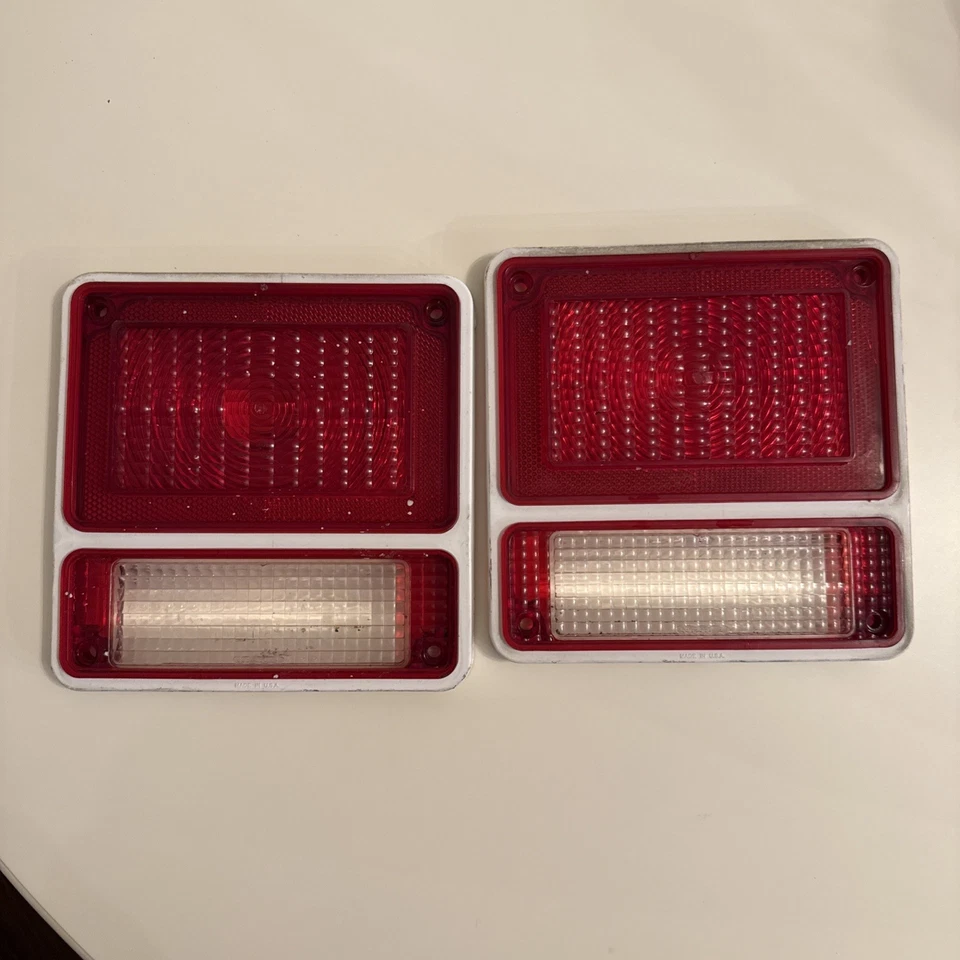 1971-1984 Chevy G20 Van GMC Pair USED OEM L & R Rear Tail Light Plastic Lenses - Image 1 of 4
