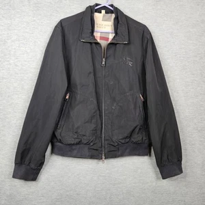 BURBERRY BRIT Vintage Men's Black Polyester Bomber Jacket Size L Flaws - Picture 1 of 16
