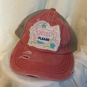 Beach Please Truckermütze gekreuzter Rücken verstellbare Größe abgenutzt Muschel - Bild 1 von 5