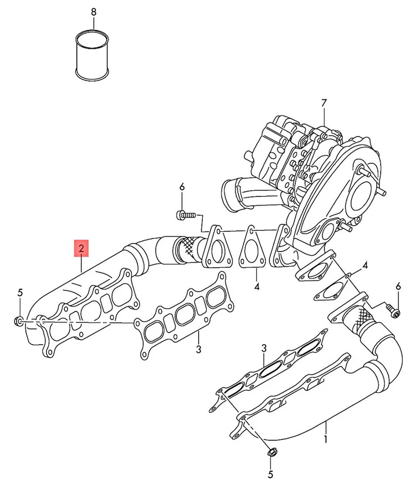 Colectores de escape derecho originales AUDI VW A5 S5 Cabriolet 059253034BP Foto 1 de 1