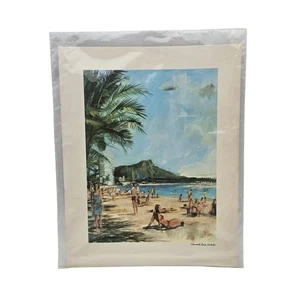 Print of Waikiki Beach & Diamond Head, Honolulu, Hawaii 1969 Pierre Mars - Picture 1 of 6