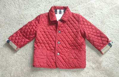 Abrigo Chaqueta Burberry Rojo Diamante Acolchado Forro Nova Check Niños Talla 12M Foto 1 de 4