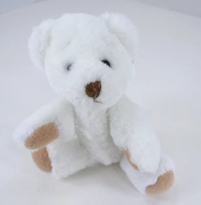Ganz Vintage Mini White Teddy Bear Plush Crackle 5" Jointed 2000 - Image 1 of 4