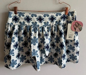 NUEVO CON ETIQUETAS Agua Bendita Mujer Pull On Niveles Línea A Volantes Floral Falda Azul Talla XL - Imagen 1 de 11