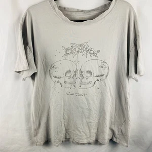 RARE Cotton On Gray Skulls Worn Graphic T-Shirt Size Medium Goth Avant Garde - Picture 1 of 7