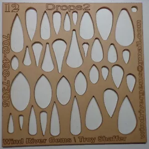 WRG - Plantilla de cabujón - Número 12 - Gotas 2 formas de acrílico transparente de diseñador - Imagen 1 de 1