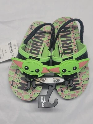 Sandálias de praia Star Wars Mandalorian Yoda chinelos meninos jovens tamanho 9/10 novas - Imagem 1 de 4
