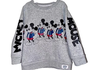 Gap Kids Disney Mickey Mouse Graphic Gray Crew Sweatshirt Pullover Sz 3-4 Years - Picture 1 of 11
